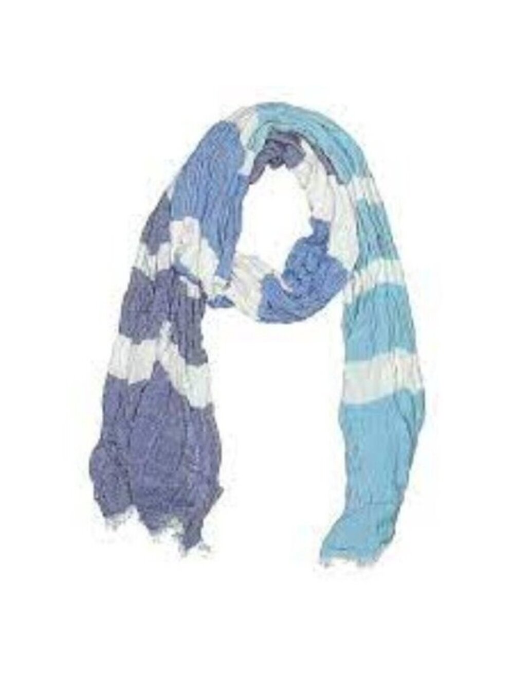 Chico's Wrap Scarf Pastel Blue White Crinkle Striped Coastal Sarong 78 x 28